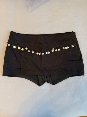 Black Women's Coin-Trim Mini Skort